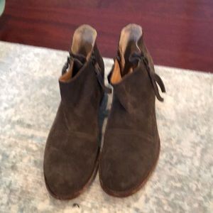 Alberto Fermani Women's Suede Bootie Dark Brown Made in Italy 37 1/2 wood heels